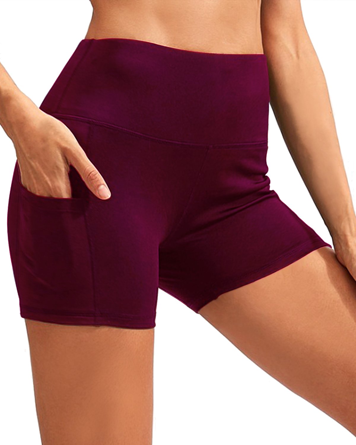 Power Form: High Waist Pocket Yoga Shorts – Red