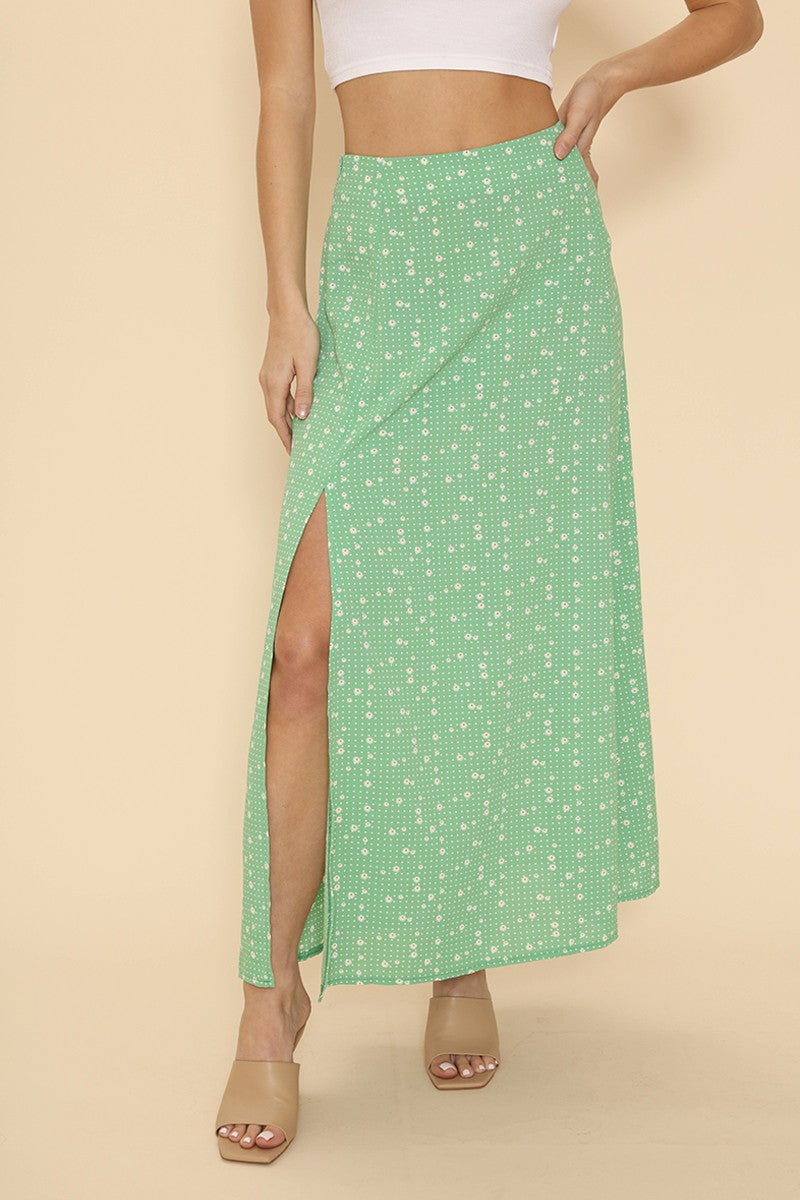 Printed Maxi Skirt with Slit