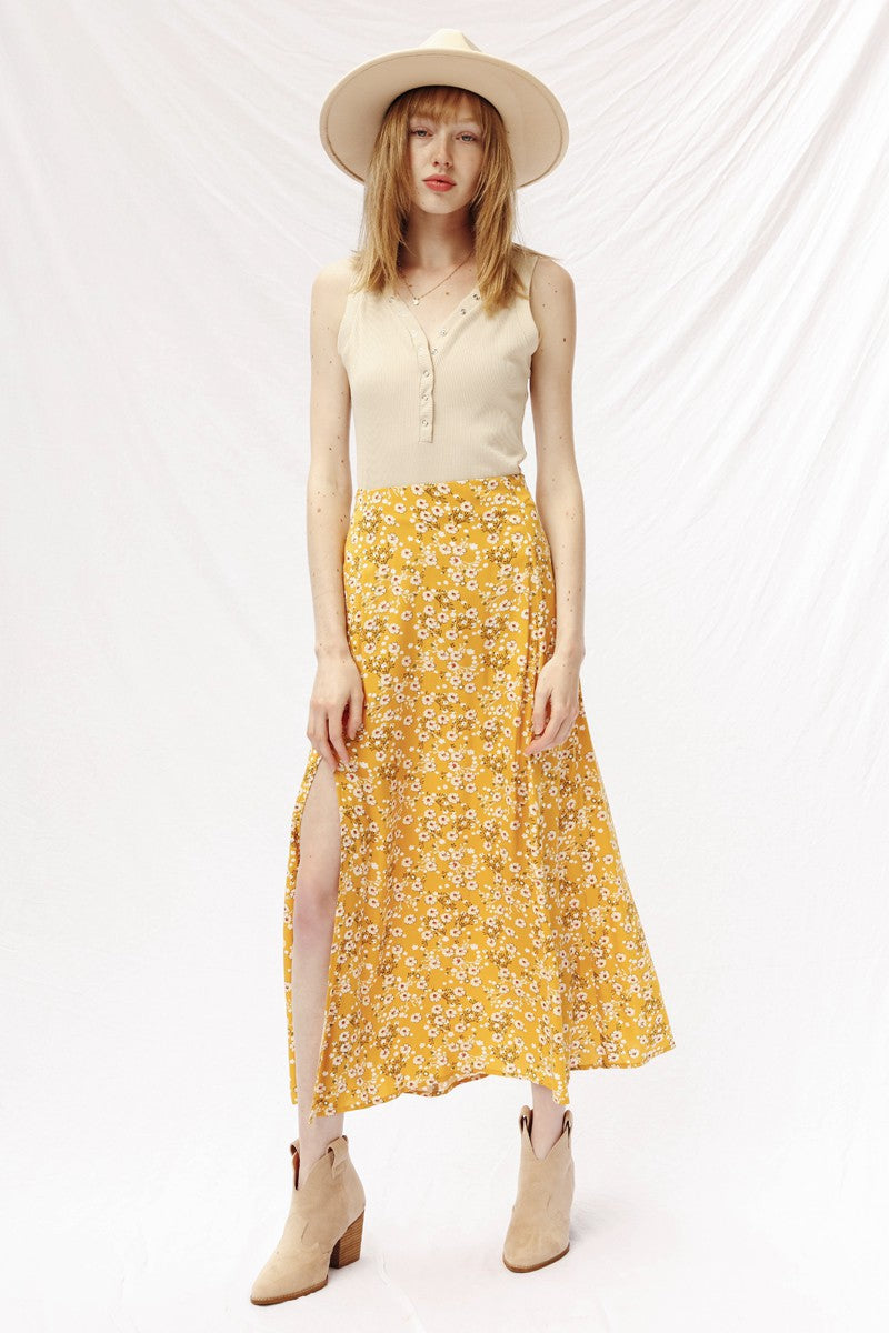 Printed Maxi Skirt with Slit