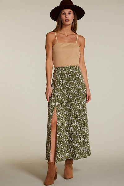 Printed Maxi Skirt with Slit