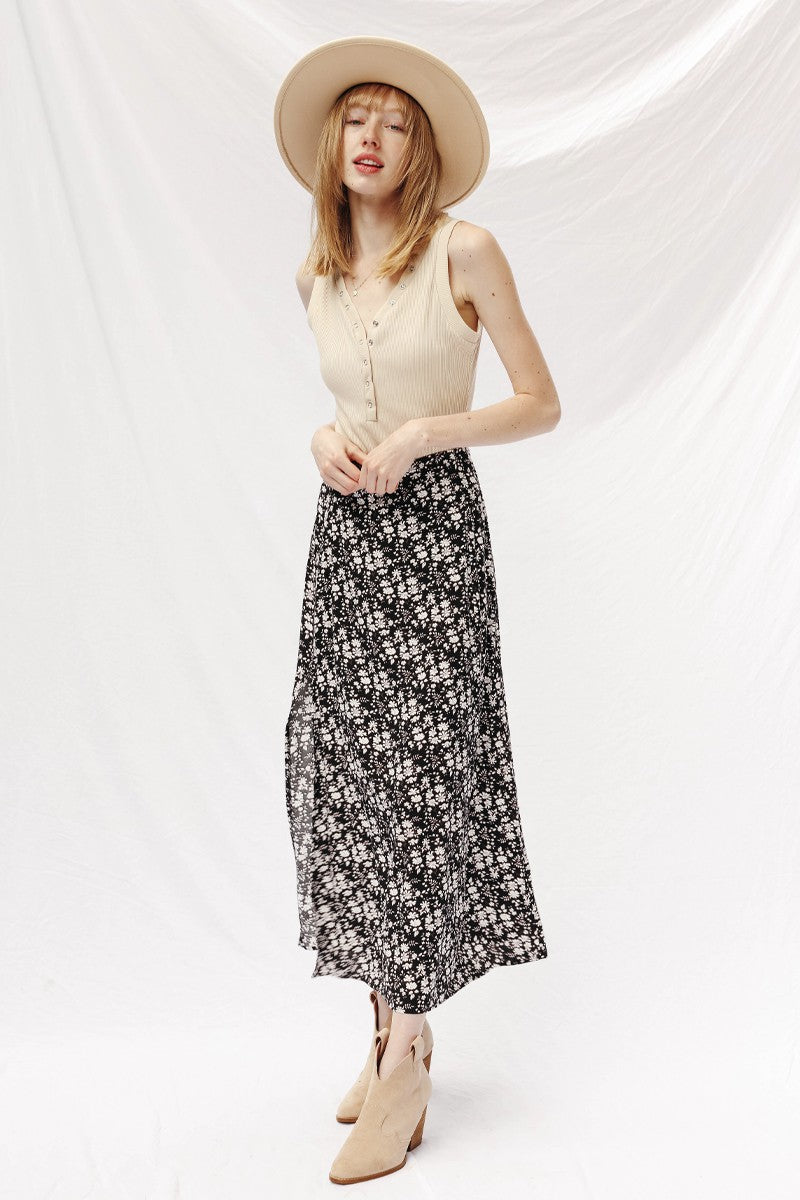 Printed Maxi Skirt with Slit