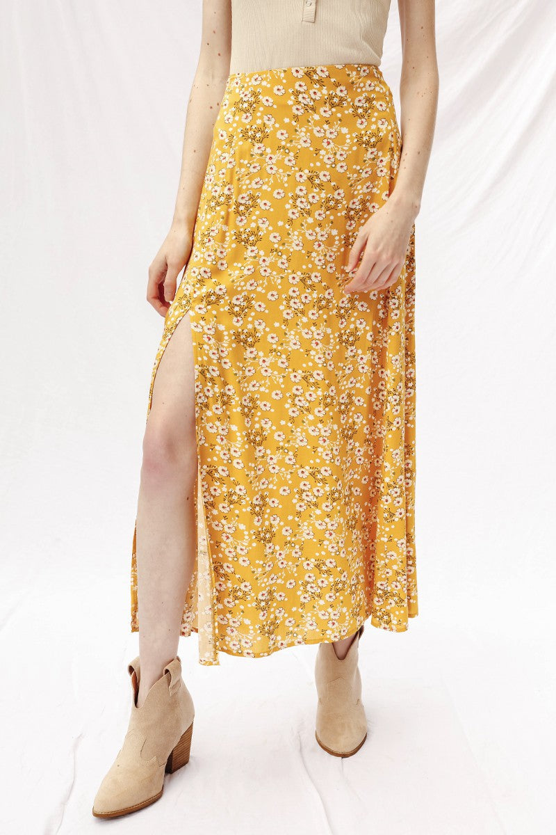 Printed Maxi Skirt with Slit