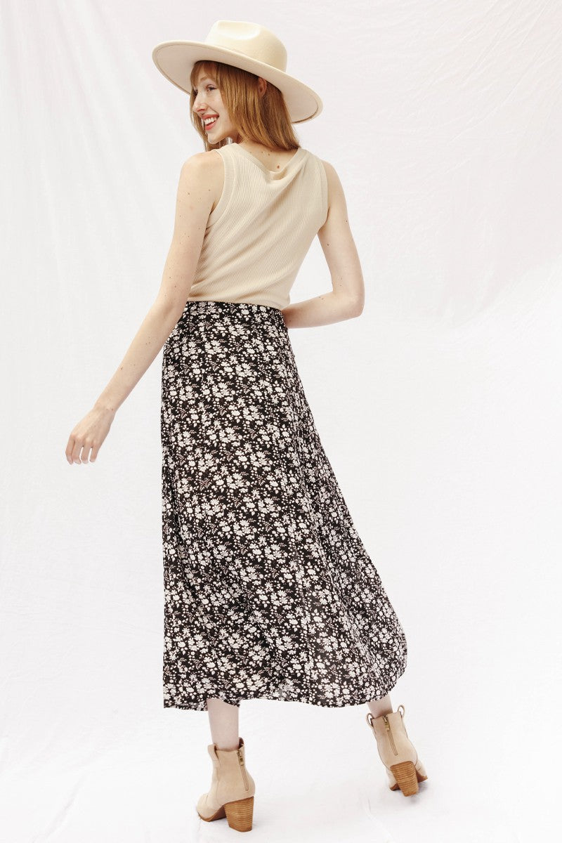 Printed Maxi Skirt with Slit