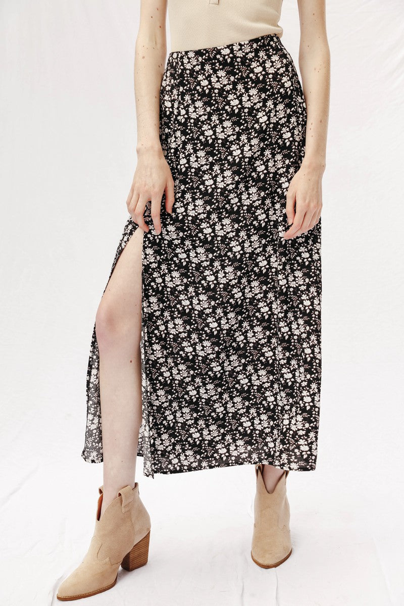 Printed Maxi Skirt with Slit
