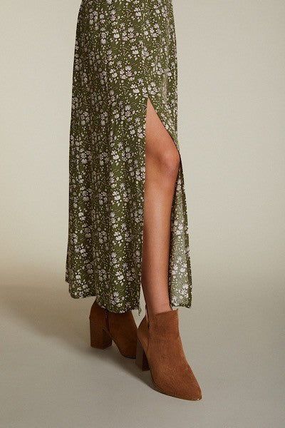 Printed Maxi Skirt with Slit