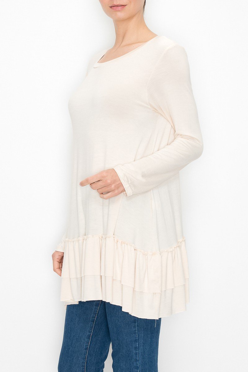 Ivory Grace: Long Sleeve Pleated Tunic