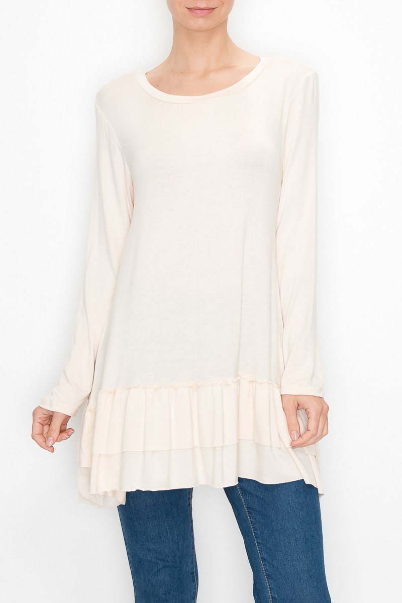 Ivory Grace: Long Sleeve Pleated Tunic