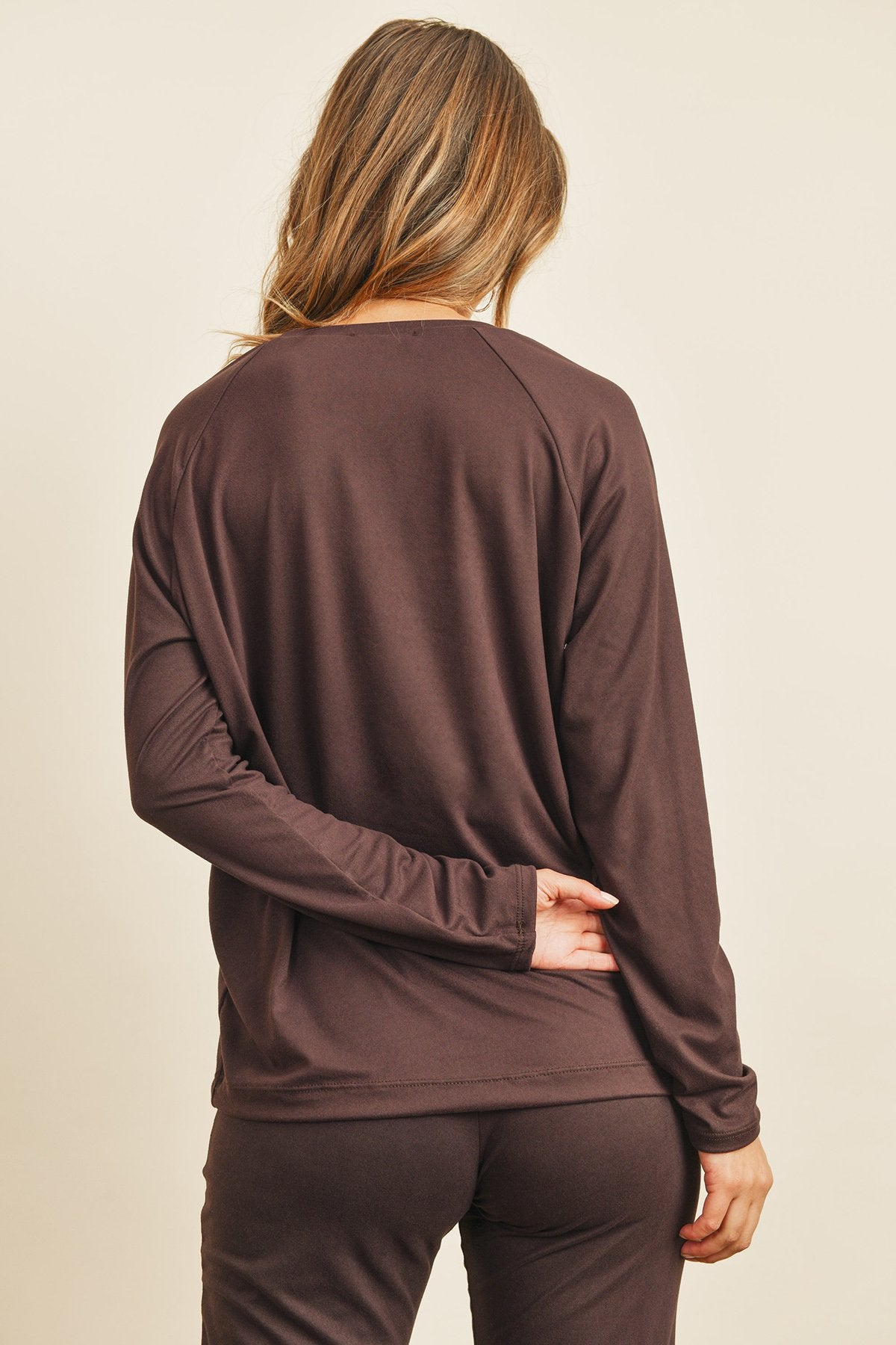 Cozy Solid Brushed Top and Jogger Set with Self-Tie