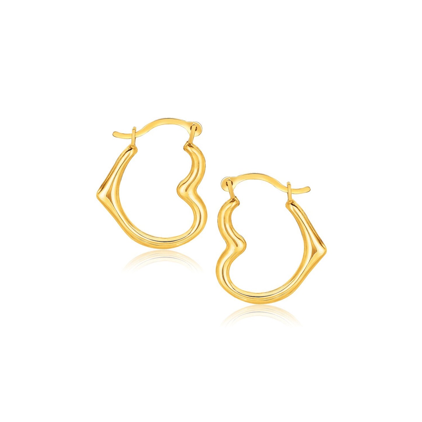 Golden Heart: 10K Yellow Gold Heart Hoop Earrings