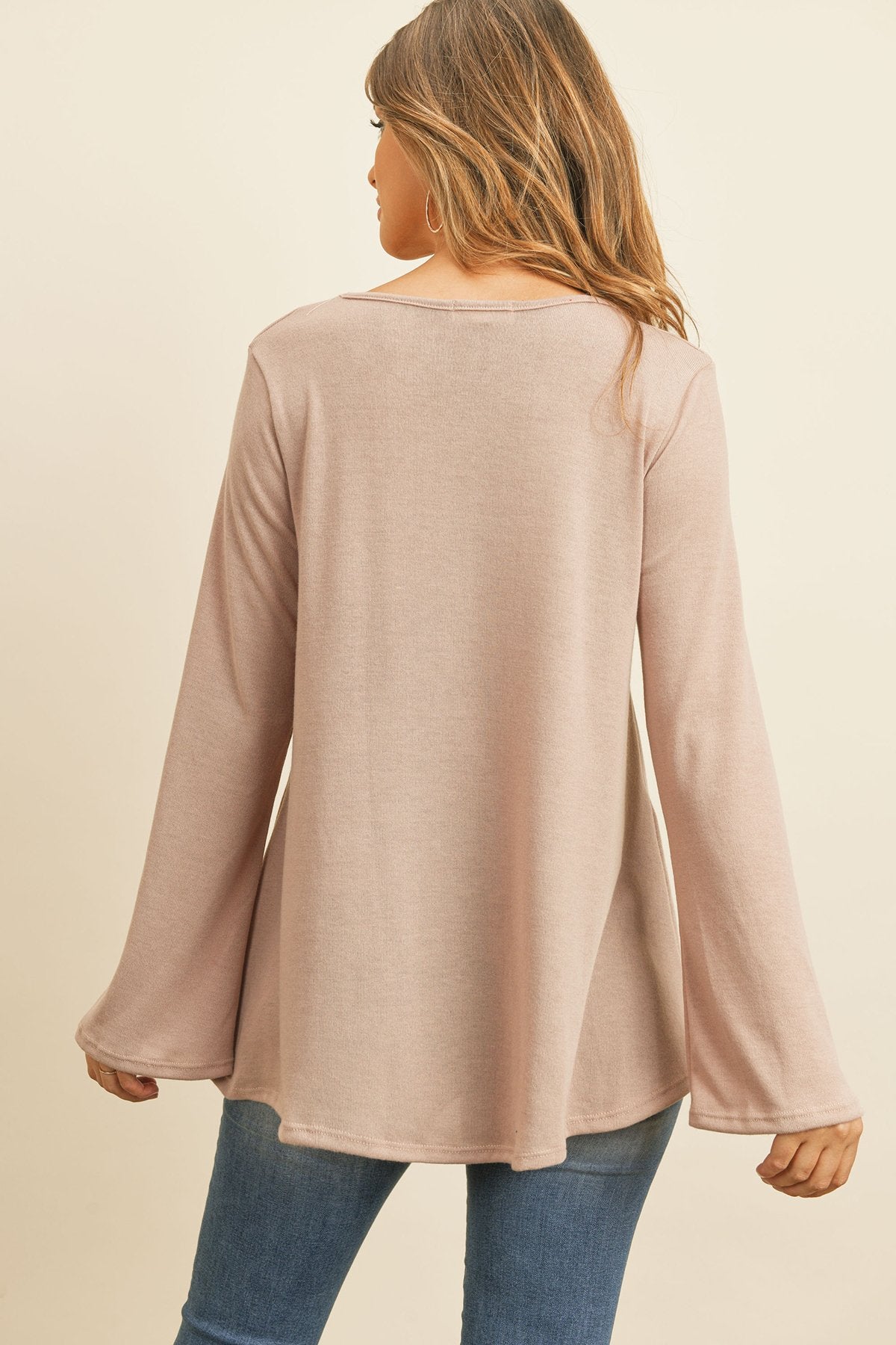 Criss-Cross Neck Long Sleeve Hacci Top – Chic & Versatile