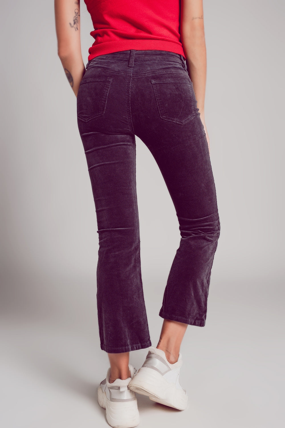 Chic Comfort: Brown Cord Flare Pants