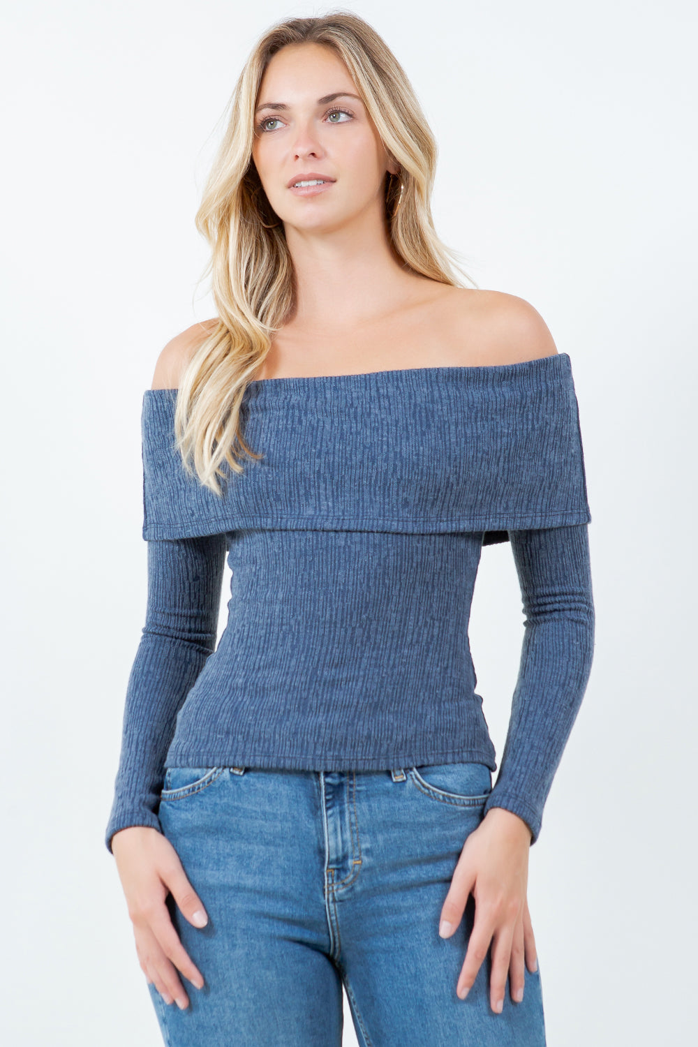 Elliana Ribbed Off-Shoulder Top