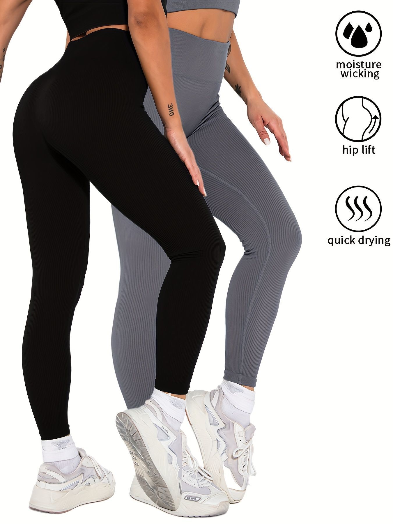 Power Poise 2-Pack Seamless Ribbed Leggings