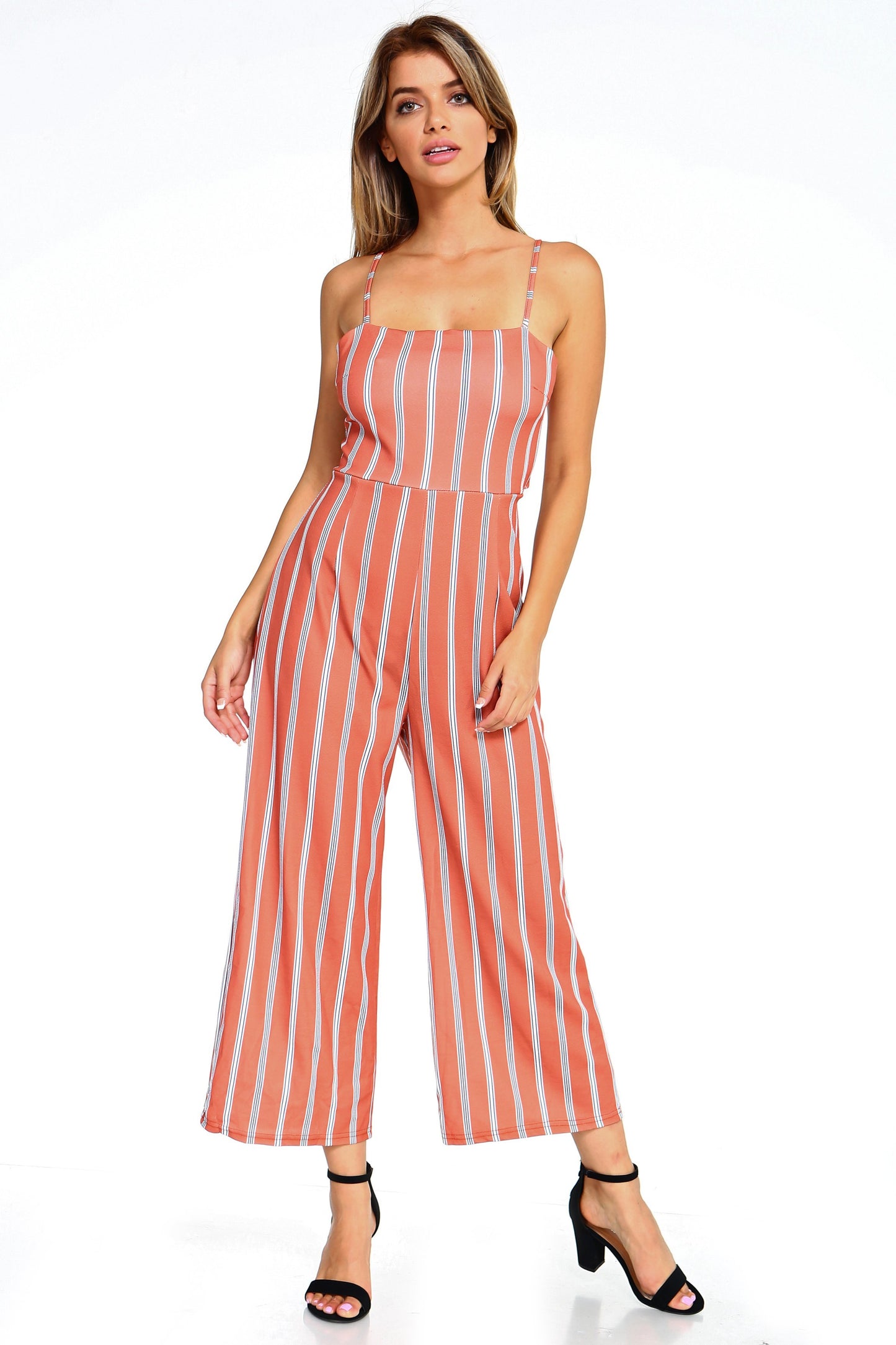 Coastal Lines: Sleeveless Stripe Jumpsuit