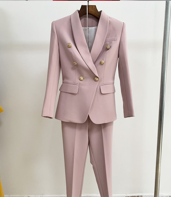 New Arrivals Women Suits Shawl Collar Double Breasted Women Pants Suit