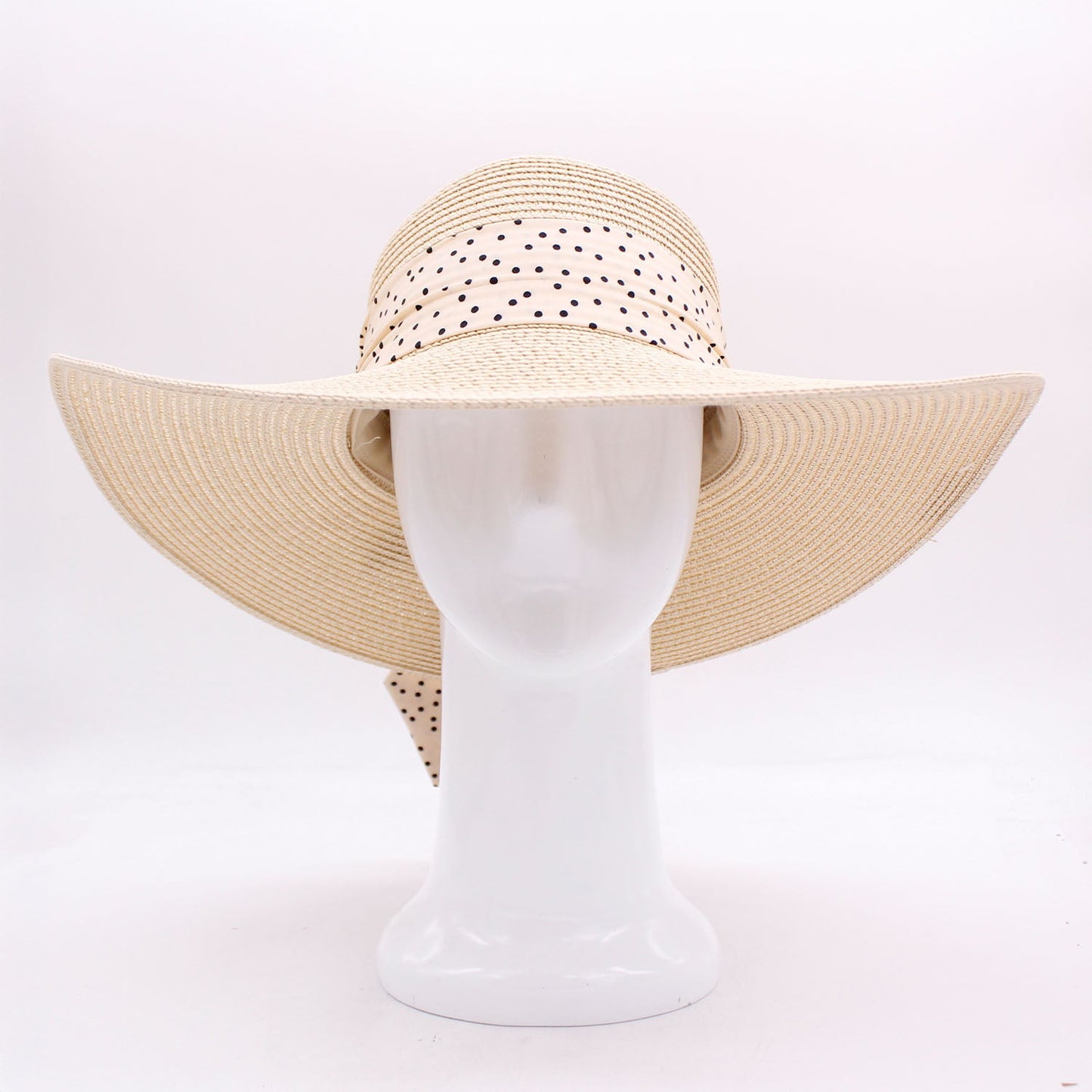 Sunny Belle: Floppy Straw Hat with Polka Dot Ribbon