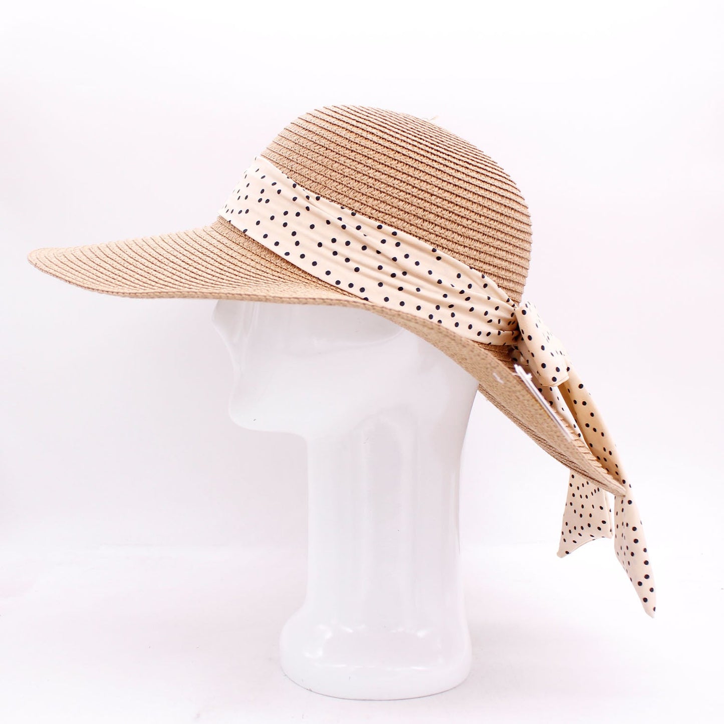 Sunny Belle: Floppy Straw Hat with Polka Dot Ribbon