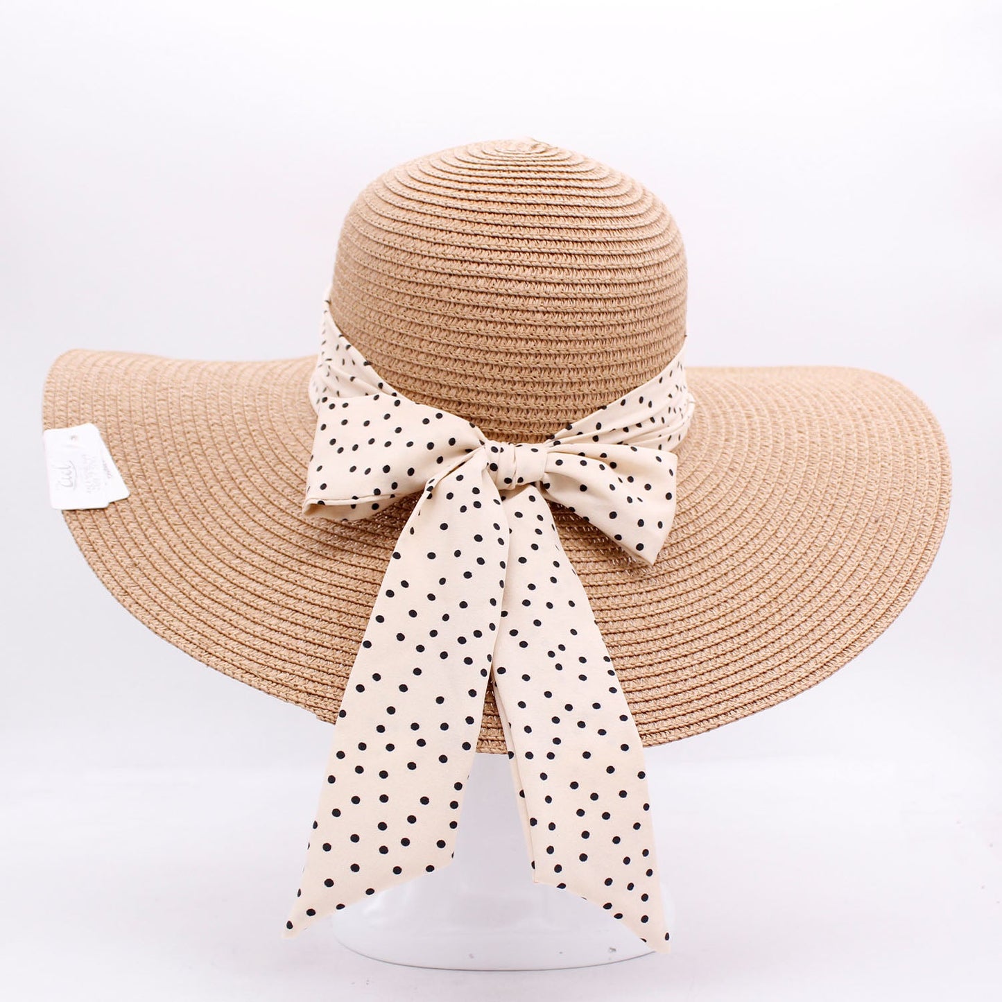 Sunny Belle: Floppy Straw Hat with Polka Dot Ribbon