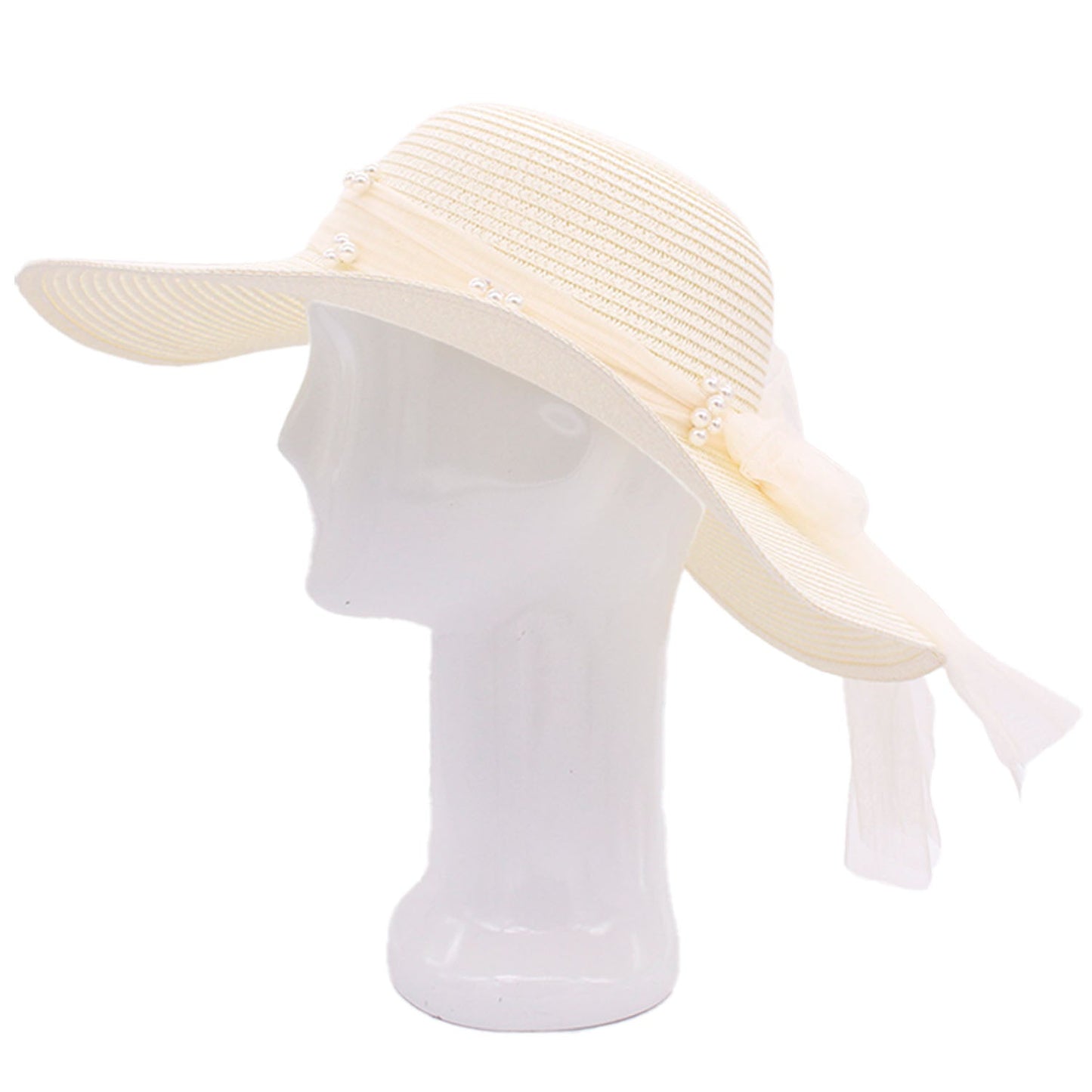 Summer Veil: Floppy Straw Sun Hat with Mesh Detail