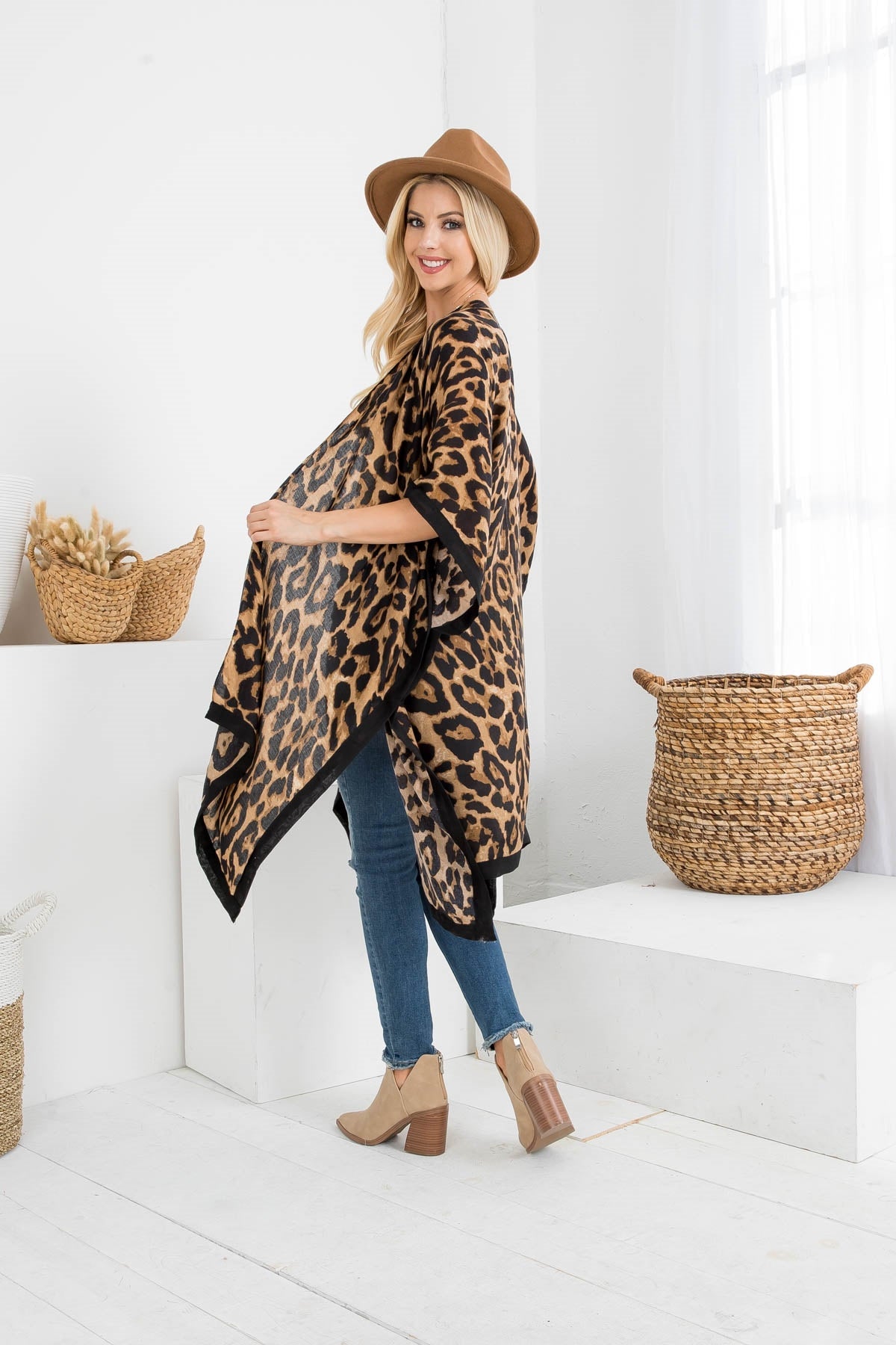 Wild Grace Leopard Open-Front Kimono