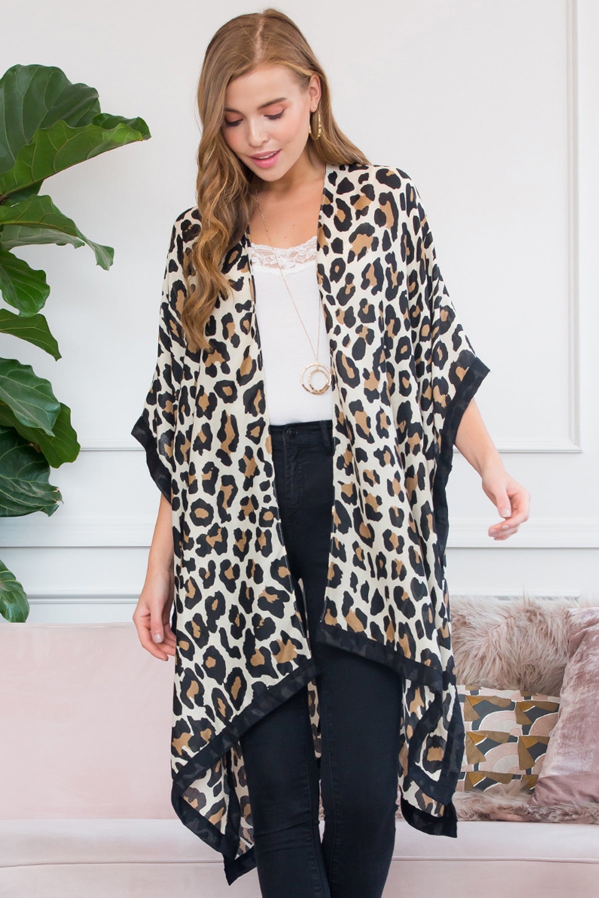 Wild Grace Leopard Open-Front Kimono
