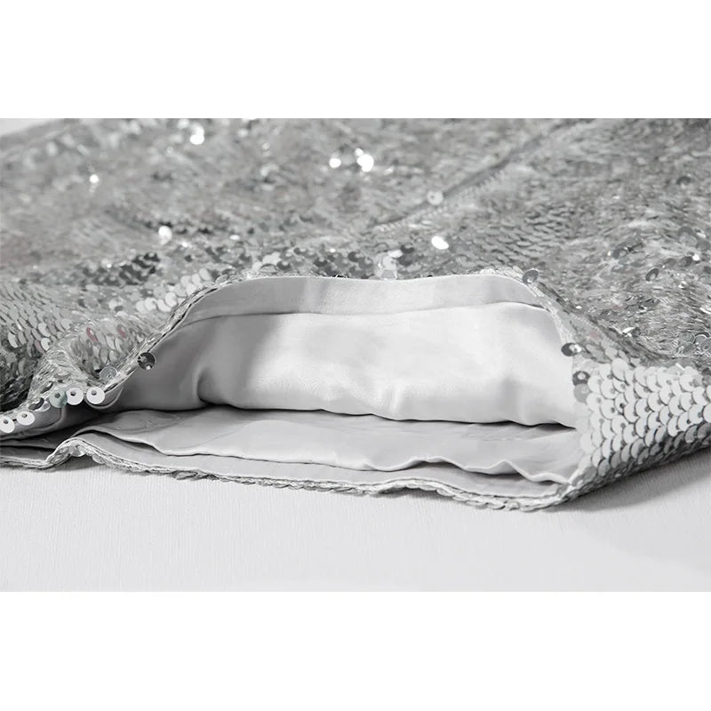 High Voltage: Sequin Zip-Up High Waist Shorts