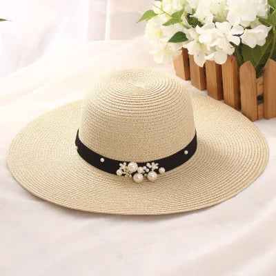 Round Top Raffia Wide Brim Straw Hats Summer Sun Hats
