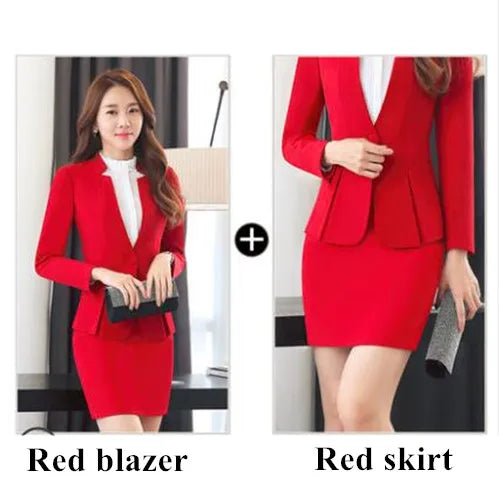Fashion Business Women Suit Work Wear Office Ladies Slim Blazer and Trousers Set