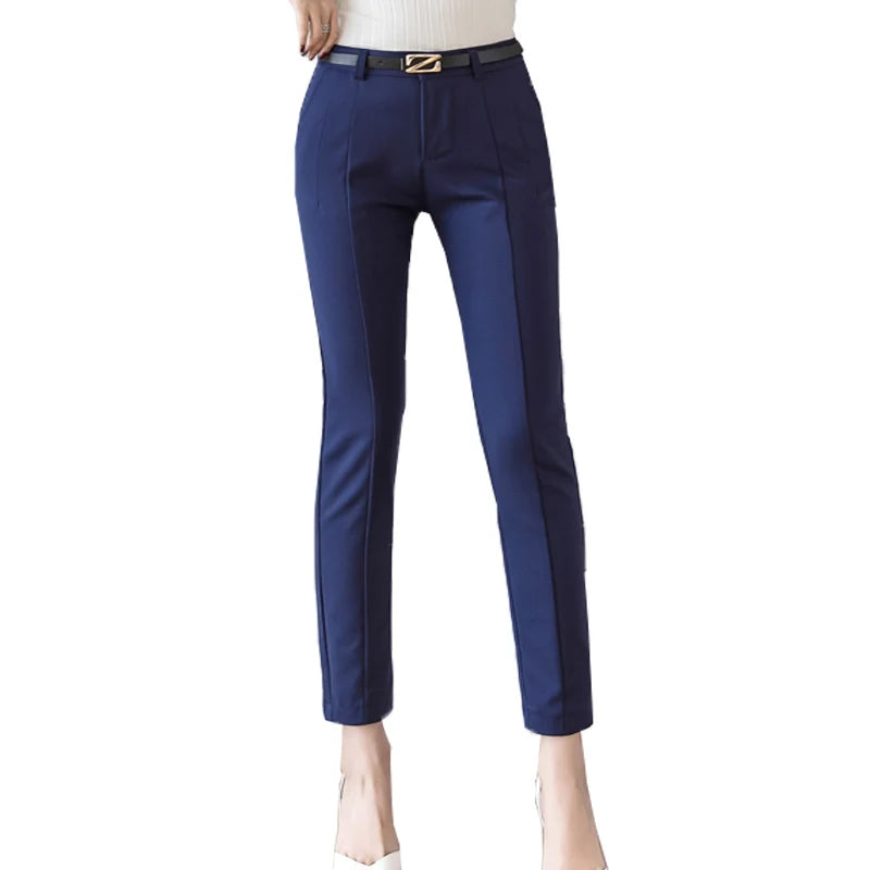 Women Ankle-Length Capris Female Workwear Slim High Waist Elastic Woman Pants