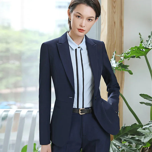 Women Suit Temperament Slim Long Sleeve Blazer With Skirt Office Ladies Uniforms