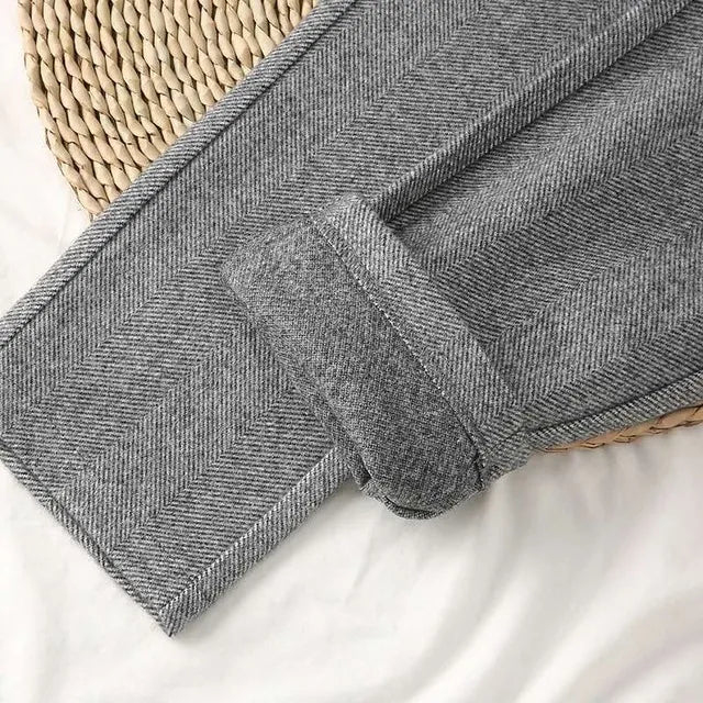 Pantalones de Lana para Mujer, Tipo Harem, de Lápiz, de Cintura Alta, Casuales, Tipo Traje
