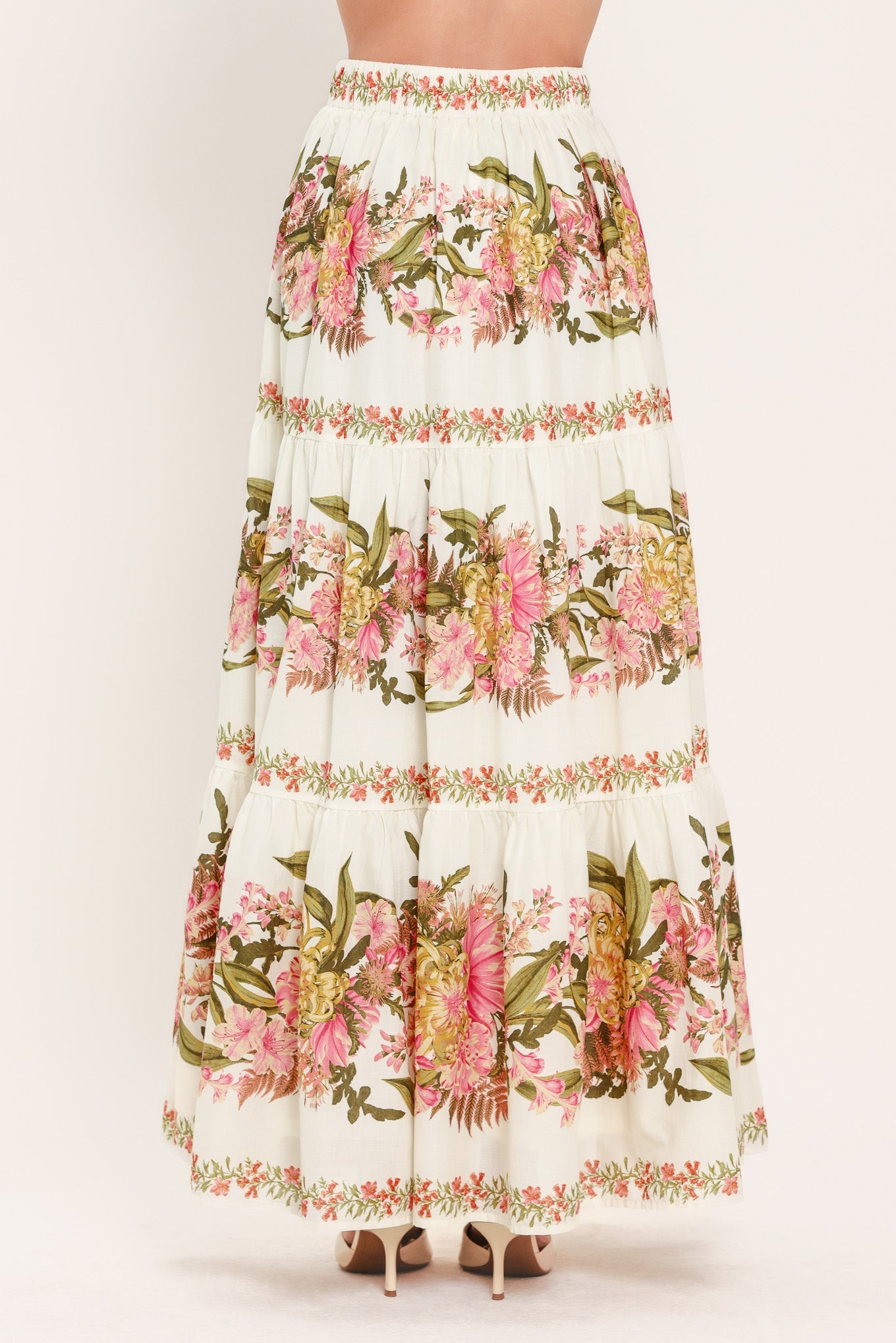 Botanical Escape Floral Tiered Maxi Skirt