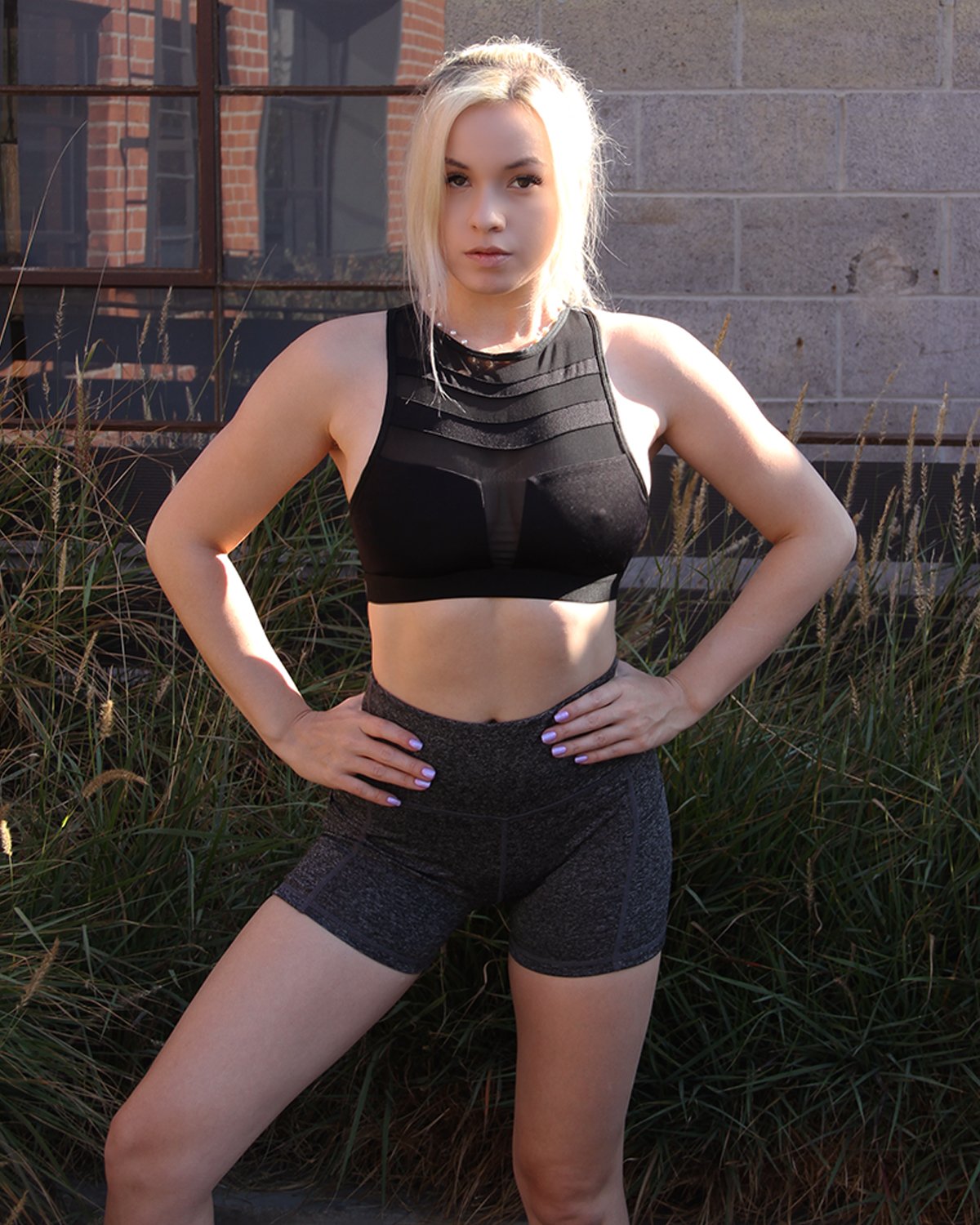 Core Flex: High Waist Yoga Shorts with Pocket – Heather Grey