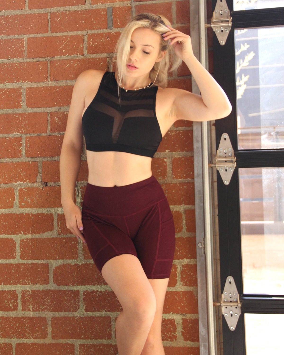 Power Form: High Waist Pocket Yoga Shorts – Red