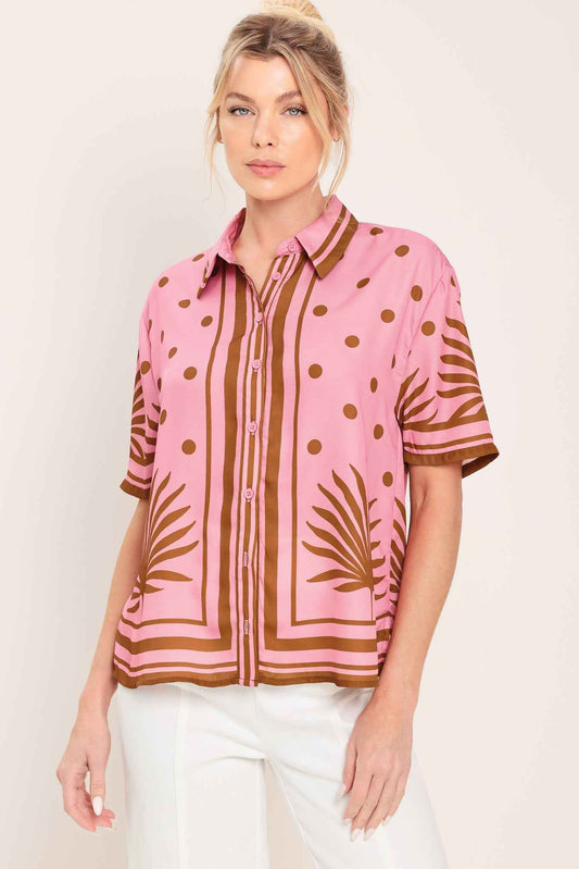 Vintage Resort Button-Down Woven Top
