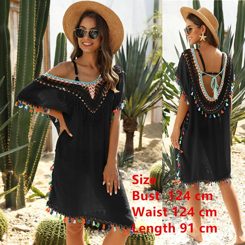 Beach Cover Up for Women Swimwear Tunic Fringe Ups