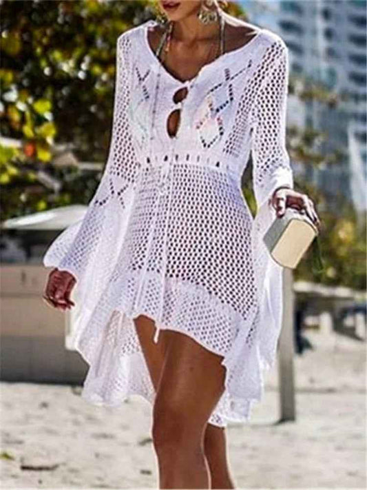 White Crochet Beach Tunic Cover-Up