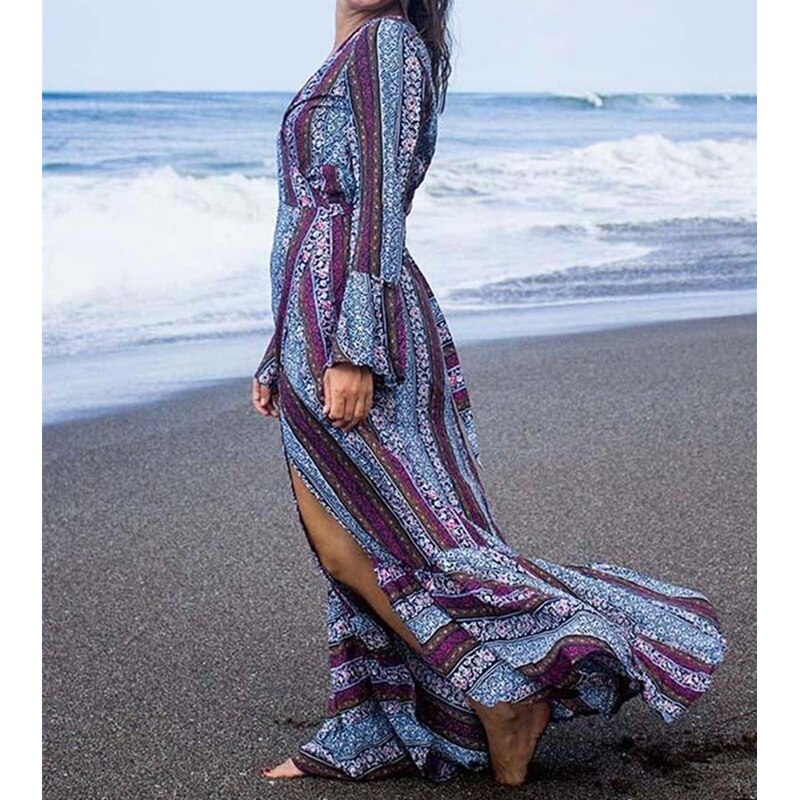 Boho Chic Maxi Dress – Vintage Floral Elegance