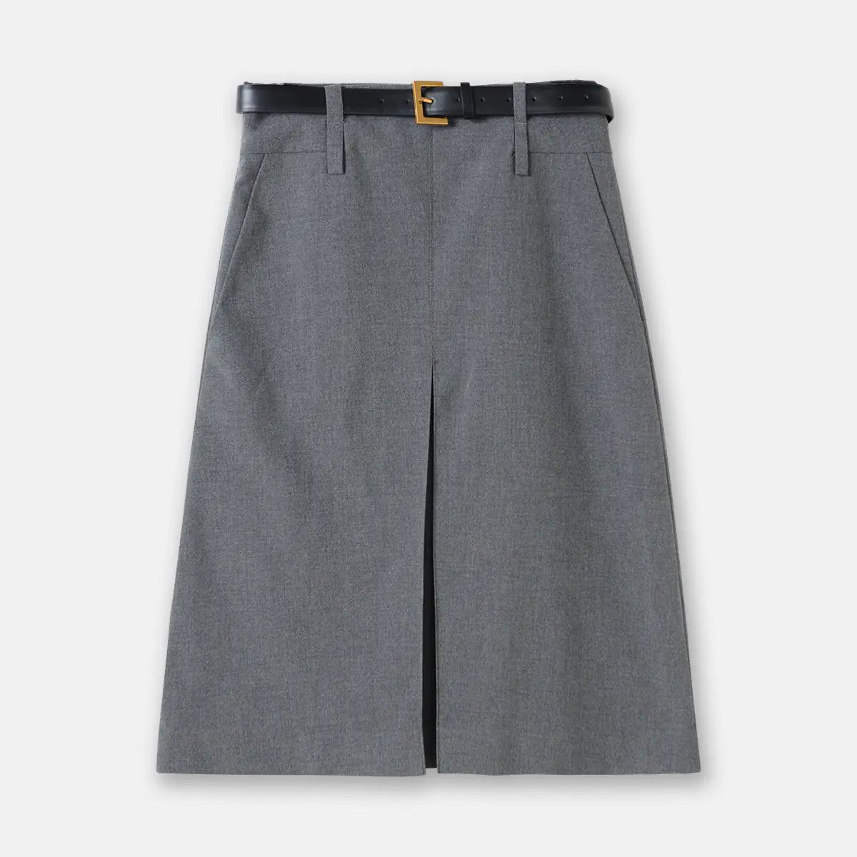 Gray Worsted Pleated A-Line Skirt for Corporate Authority | Sophisticata™