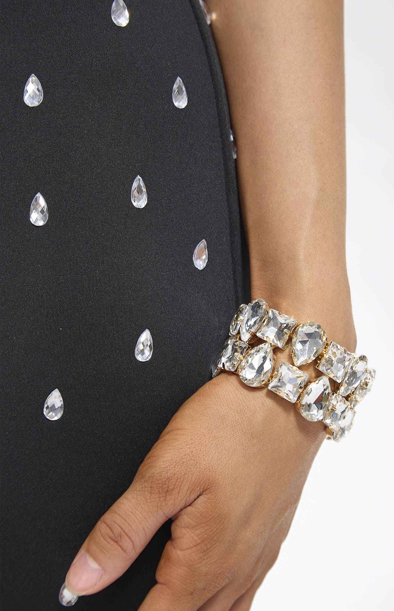 Zaka Black Embellished Crystal Maxi Dress
