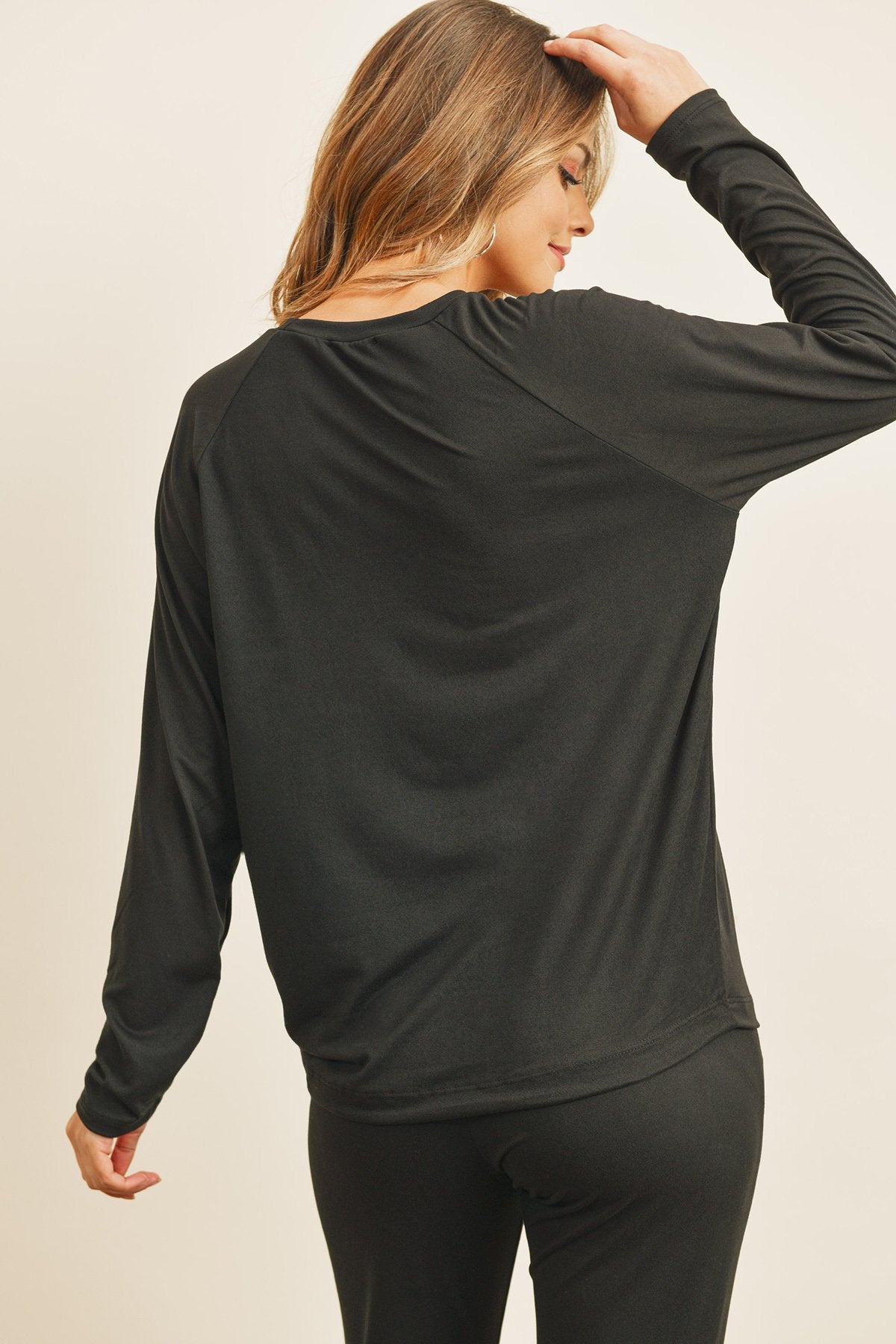 Cozy Solid Brushed Top and Jogger Set with Self-Tie