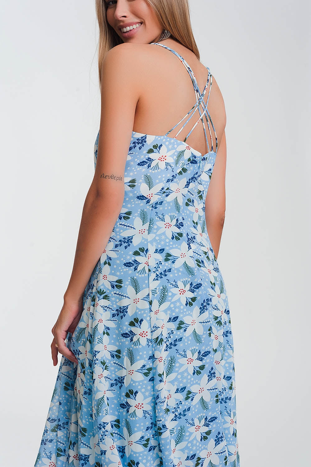Blue Blossom Cami Maxi Dress – Effortless Elegance