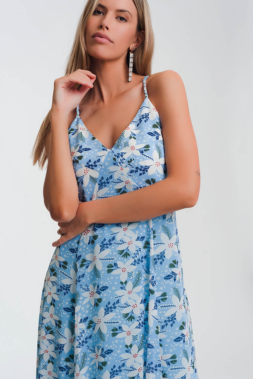 Blue Blossom Cami Maxi Dress – Effortless Elegance