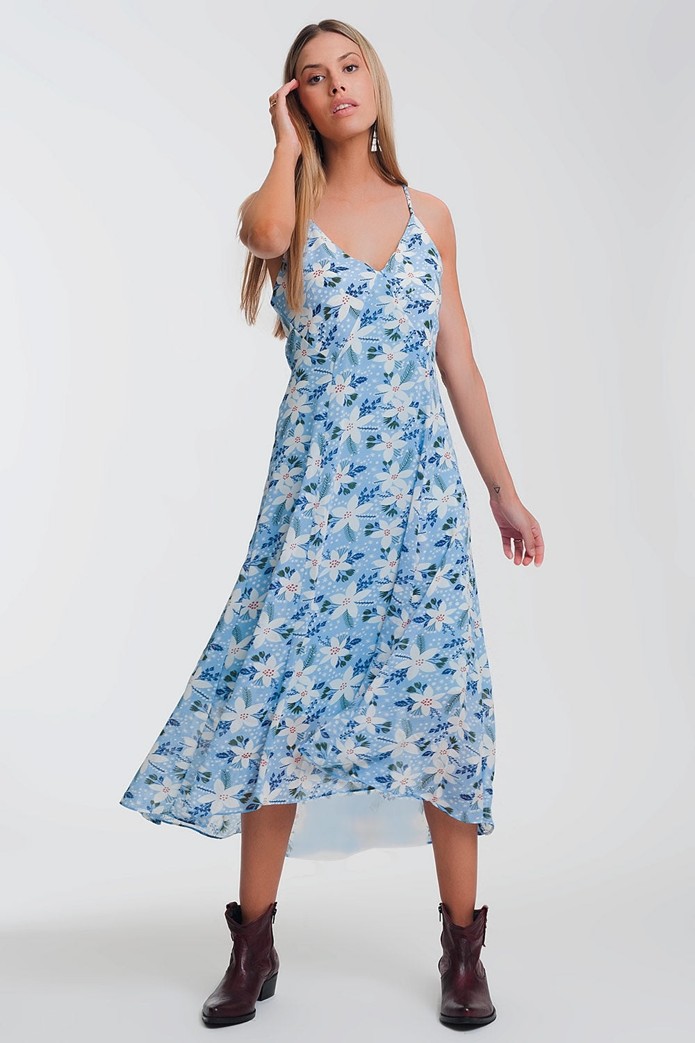 Blue Blossom Cami Maxi Dress – Effortless Elegance