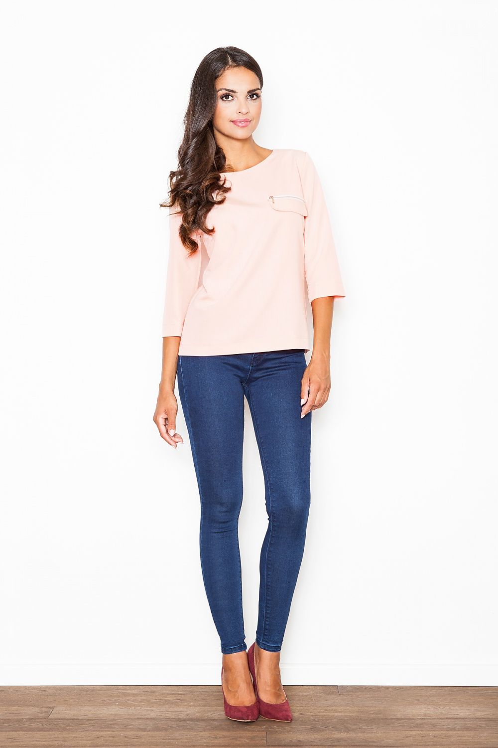 Chic Loose-Fit Blouse with Decorative Zipper Pocket by Figl - Model 111530