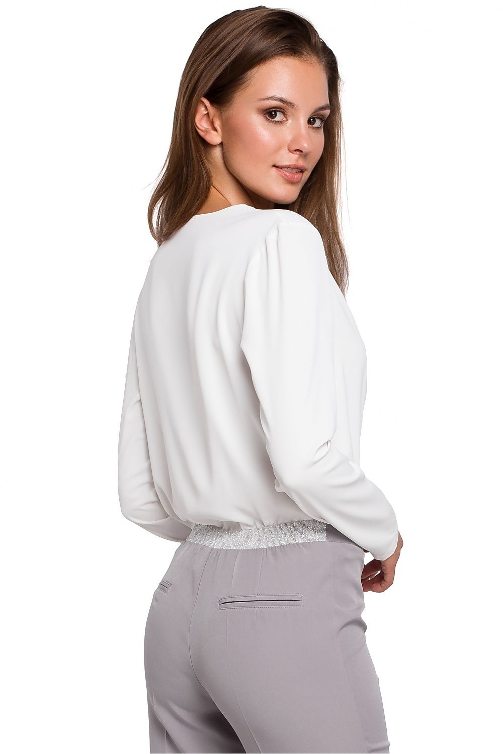 Chic Envelope Cut Blouse by Makover - Model 138760