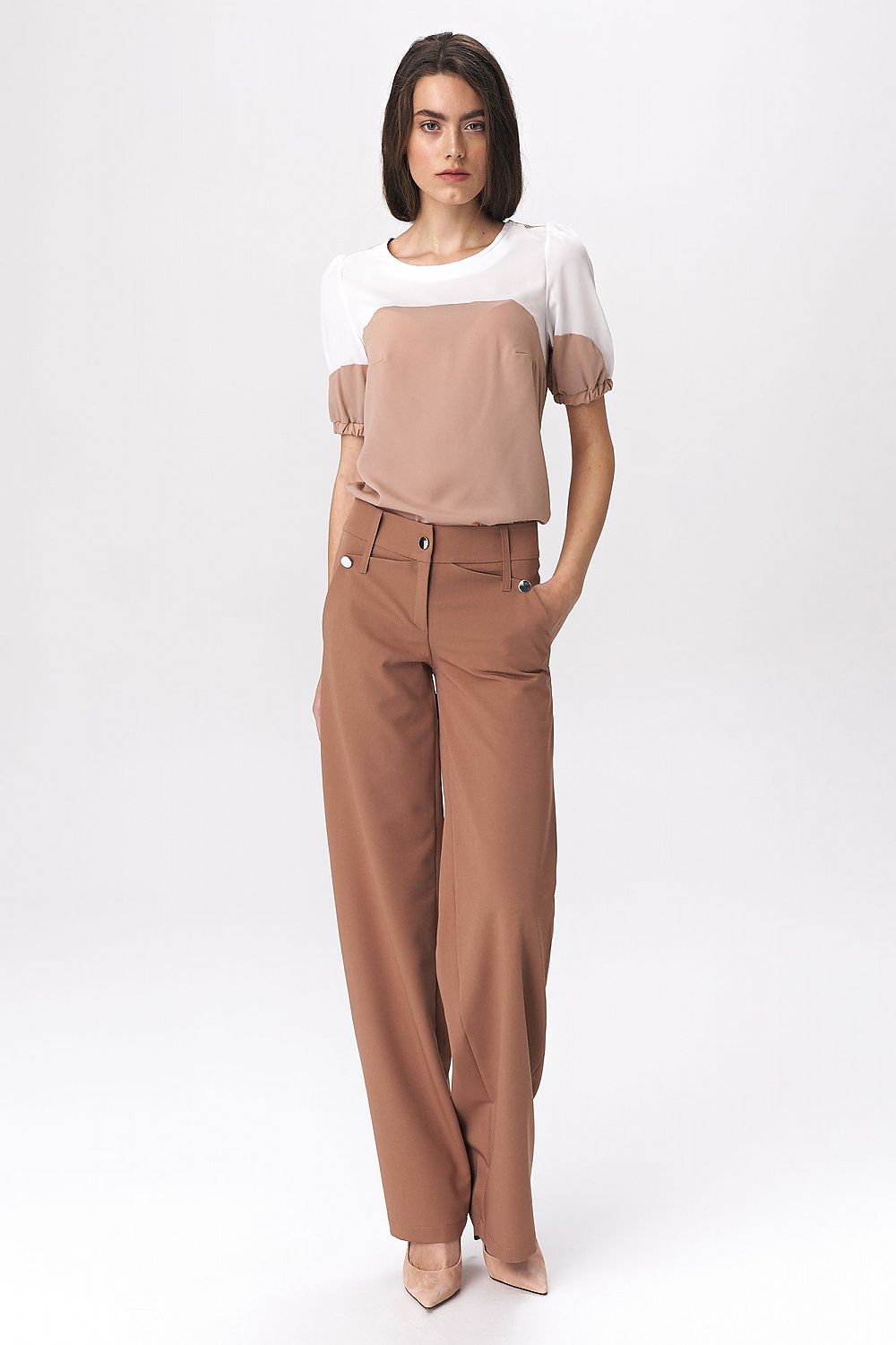 Chic & Modern: Caramel Palazzo Trousers