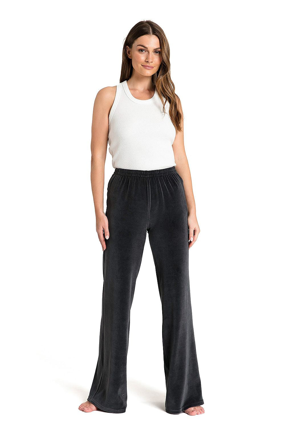 Luxe Comfort: Velour Wide-Leg Tracksuit Trousers