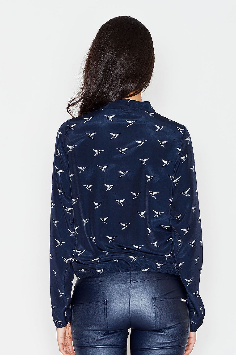 Elegant Long Sleeve Blouse with Patterned Fabric by Figl - Model 43836