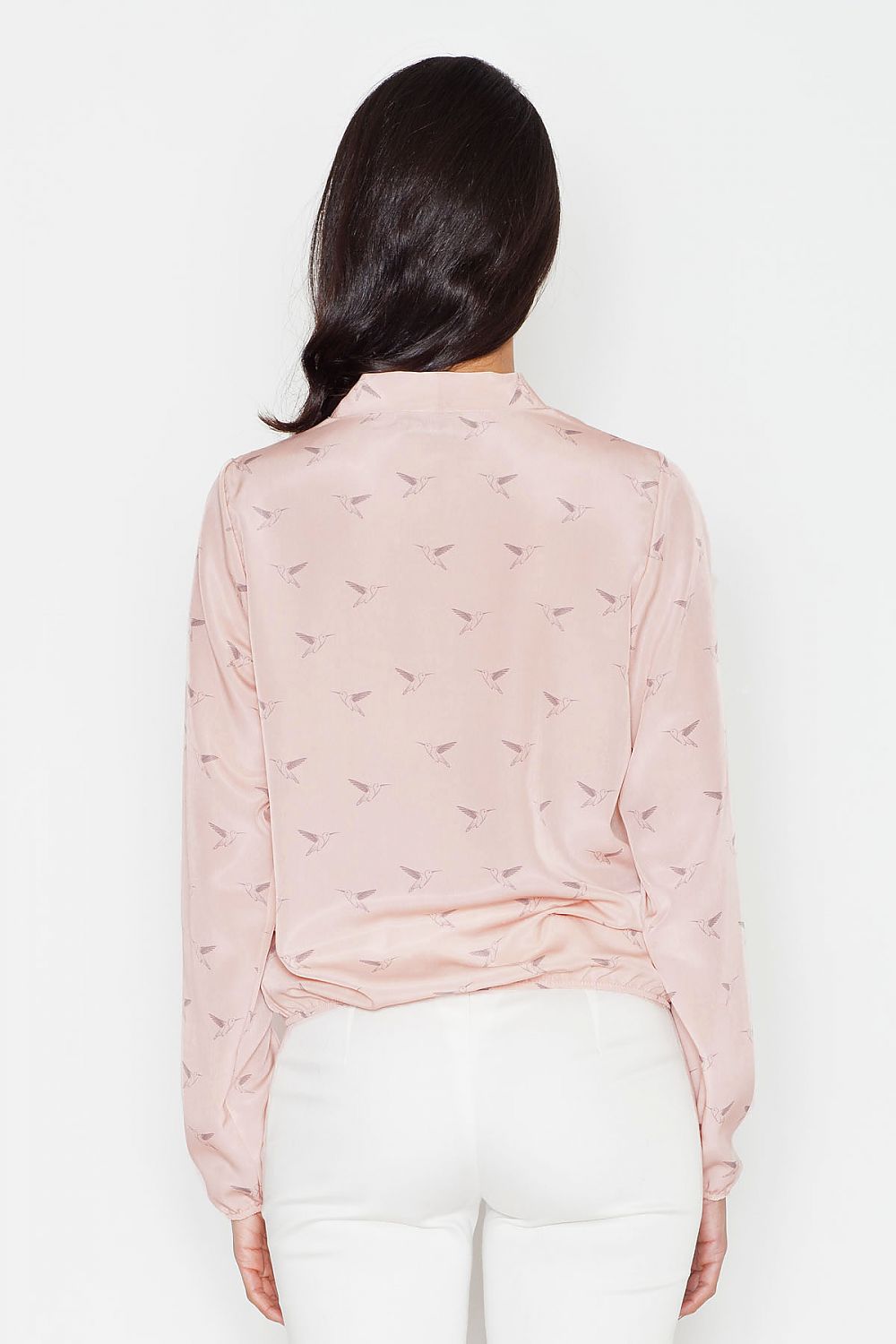 Elegant Long Sleeve Blouse with Patterned Fabric by Figl - Model 43837